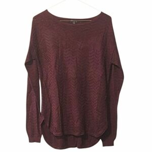 Hannah Burgundy Wine See Through Chevron High Low Sweater Size Small
